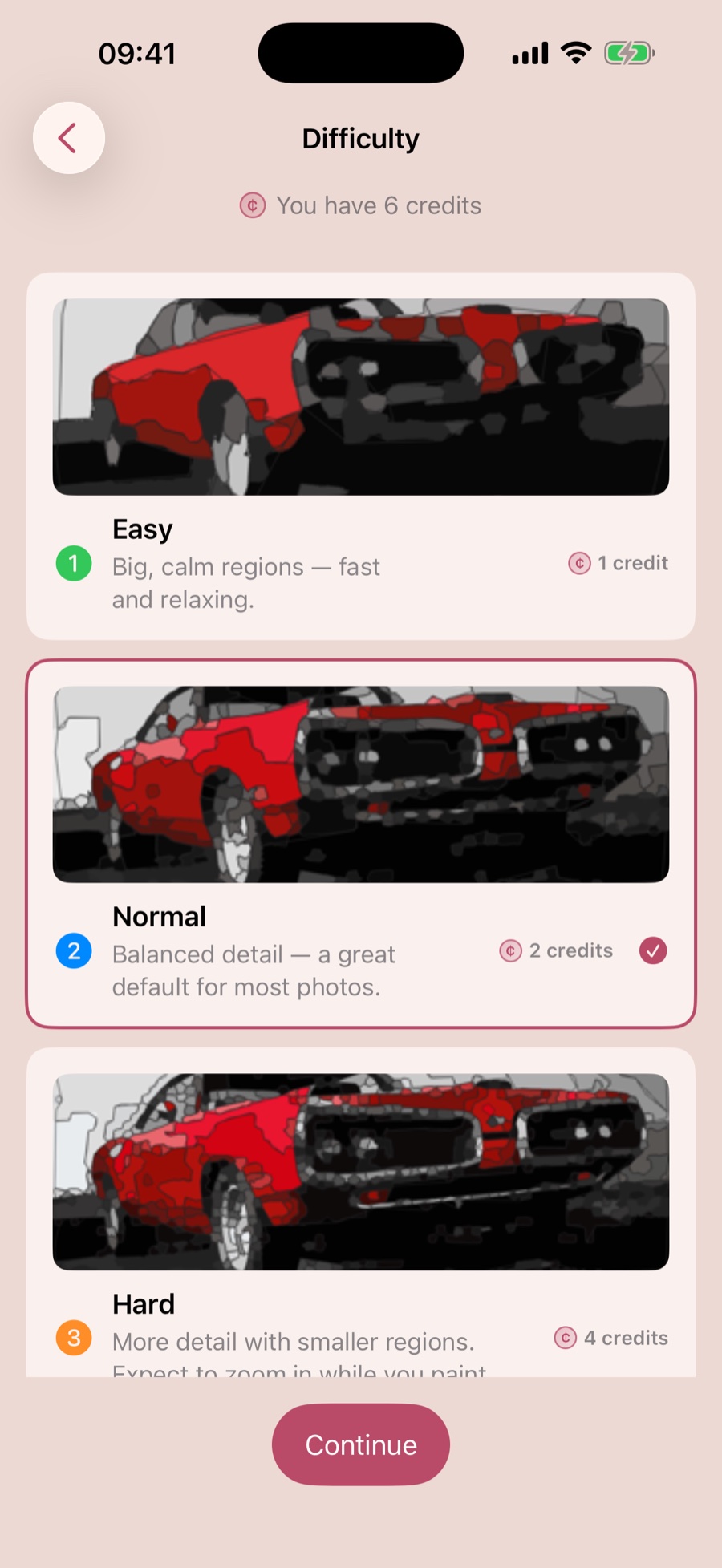 Difficulty screen with Easy, Normal, Hard and Expert options